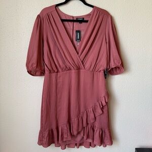 Express Dusty Rose Wrap Dress